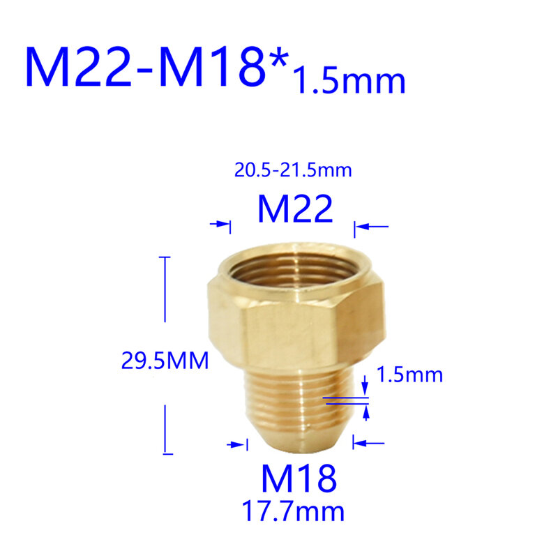 موصل نحاسي 3/8 "1/2" M14 M18 M22 ، ذكر وأنثى لتنقية المياه الفوار ، تركيبات نحاسية ، تباعد الأسنان 1.5 مللي متر