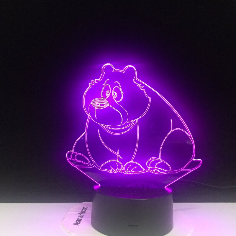 Cartoon Cute Bear Shape lampada a LED in acrilico 3D Baby Night Light Sleeping Lighting 7 colori con Touch e telecomando