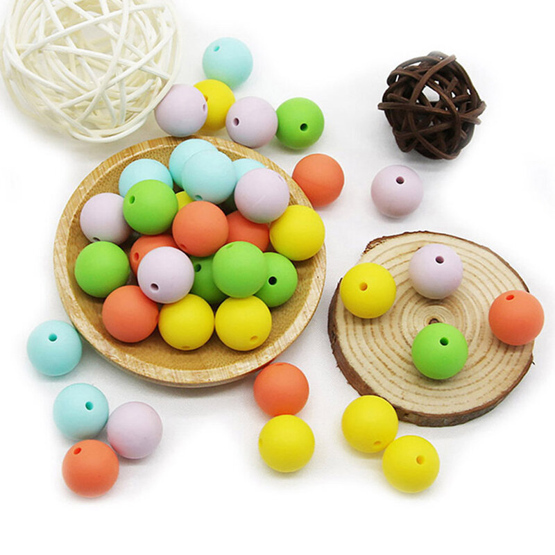 Cute-Idea 15mm Silicone Beads 500pcs Baby Chewable Round Teethers DIY Nursing Pacifier Chains Accessories BPA free Baby Product