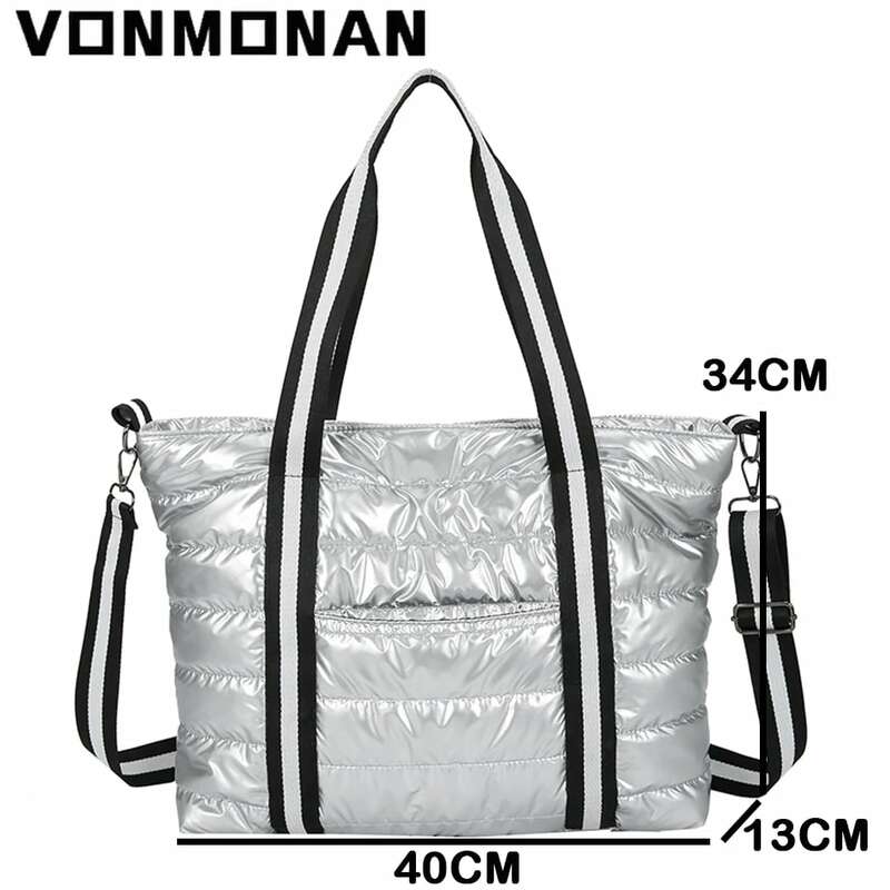 Novo acolchoado tote saco acolchoado com para baixo algodão bolsa de ombro feminina 2021 inverno tendência estofamento bolsa bolsas shopper