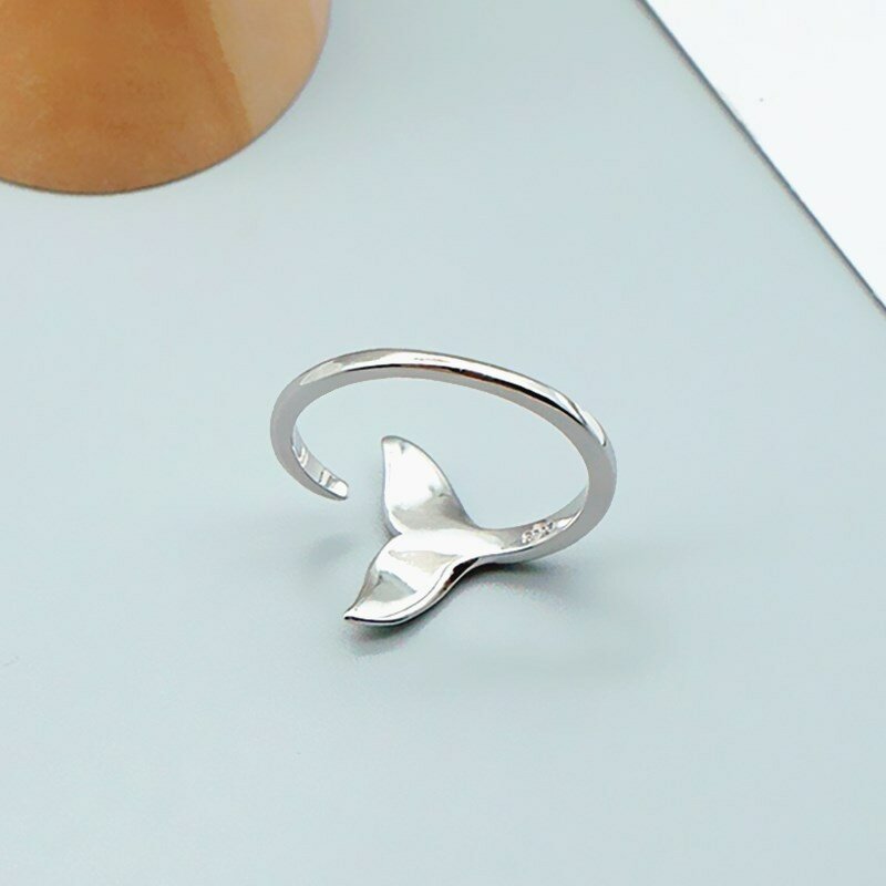 Hohe Qualität Mode 925 Sterling Silber Geometrische fisch tale Einstellbar Ringe Für Frauen Großhandel Schmuck