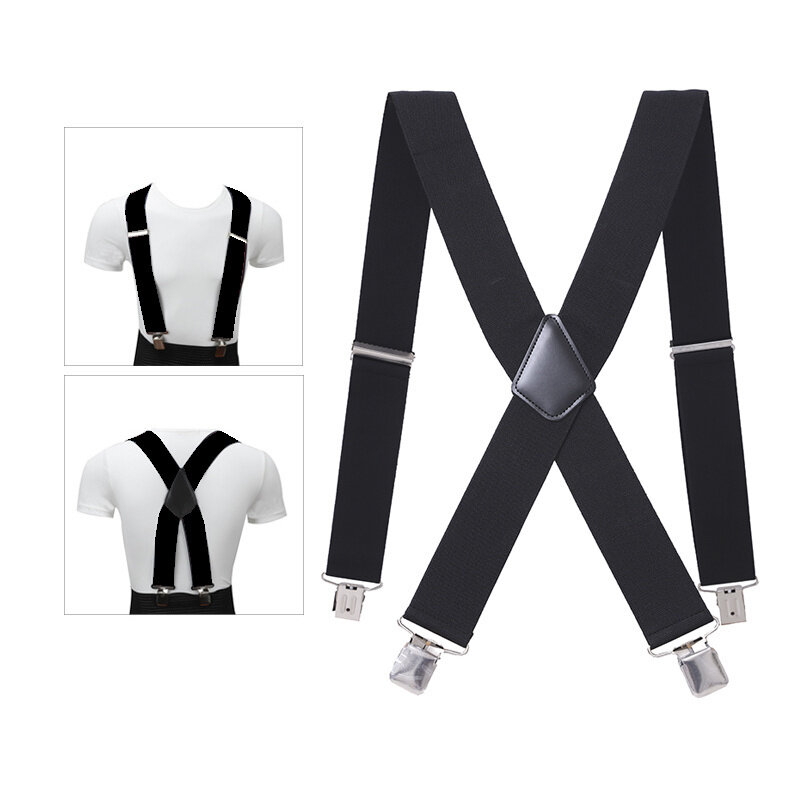 120cm suspensórios longos calças masculinas tamanho x voltar clipes fortes 5cm cintas de largura com x-back calças homem cintas cinta