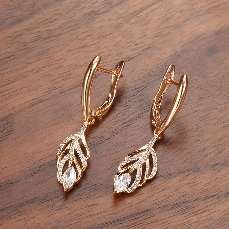 Syoujyo Luxus Designer Quaste 585 Gold Farbe baumeln Ohrringe für Frauen Modeschmuck 2021 natürlichen Zirkon Vintage Ohrringe weinen