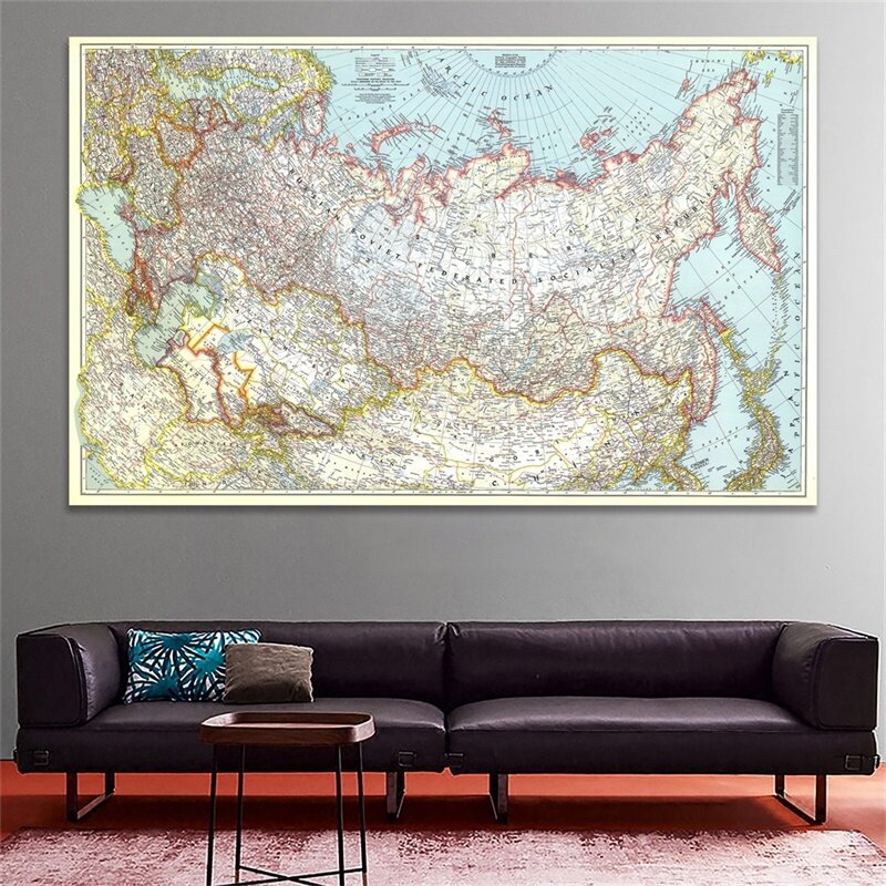 Mapa da rússia 1944 150*100cm não tecido mapa do mundo mapas de parede adesivos de parede pintura para sala decoração do escritório em casa