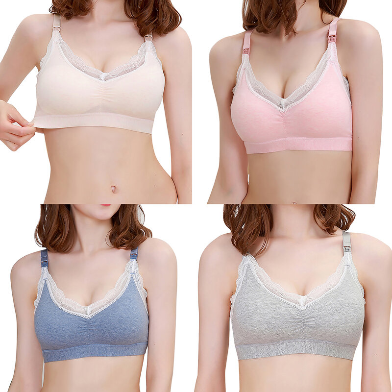 Maternity Women Cotton Maternity Bra Feeding Pregnant Clothes Wirefree Nursing Maternity Bra with Adjustable Shoulder Straps