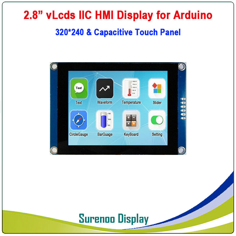 2.8" 320*240 Serial I2C IIC vLcds HMI Intelligent Smart TFT LCD Module Display Resistive Capacitive Touch Panel for Arduino