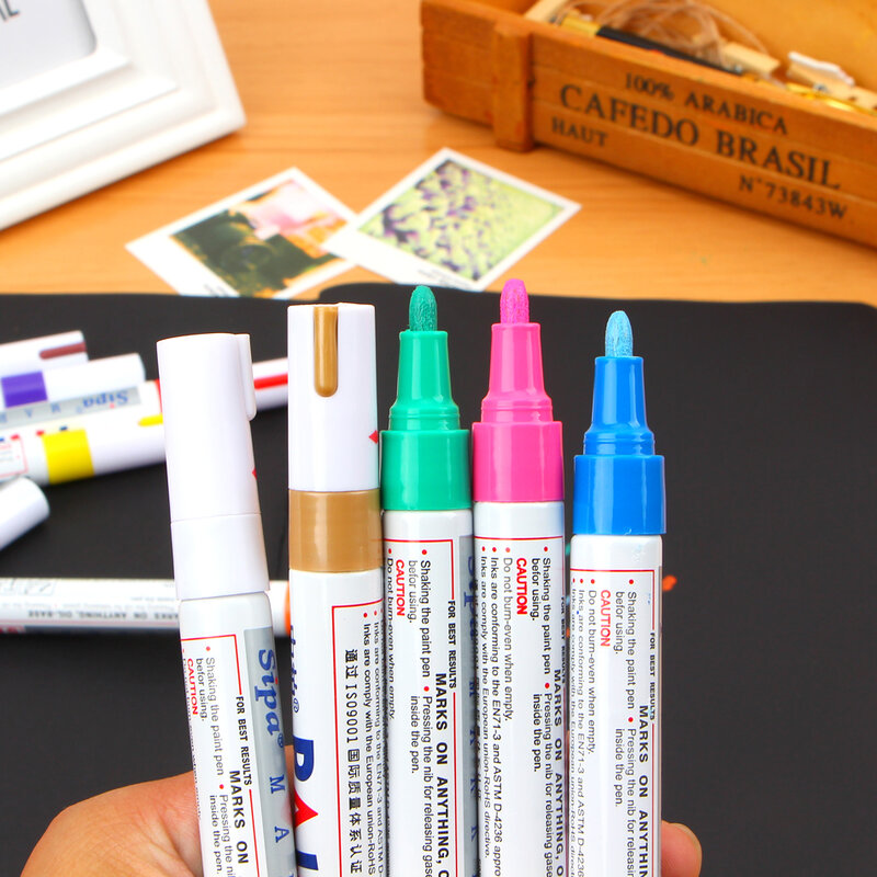 Finecolour-12 색 방수 자동차 타이어 트레드 고무 금속 영구 페인트 마커 펜, 특별 제공 판매