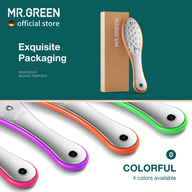 MR. verde-pedicure cuidados ferramentas, arquivo de pé, grosa, calos, pele morta, conjuntos de removedor, aço inoxidável, profissional, dois lados