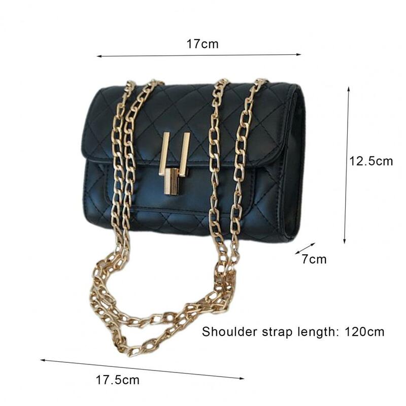 Single-shoulder Diagonal Bag All-match Delicate Faux Leather Women  Messenger Chain Bag for Daily Use Traveling 2021 New Fashion