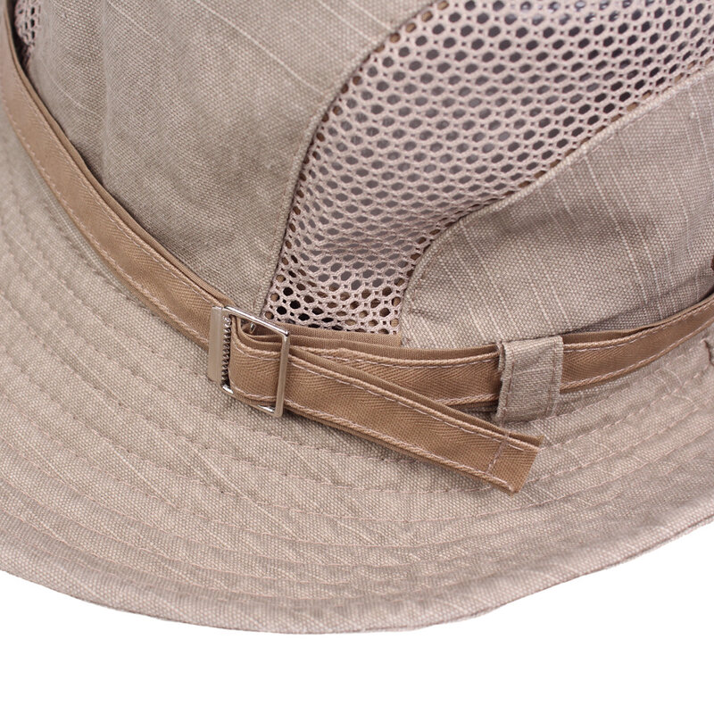 Chapéu de balde ao ar livre para homens, boné de algodão panamá respirável, malha de pesca na selva, caminhadas, verão