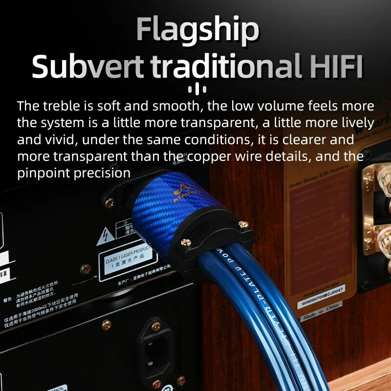 ATAUDIO-cable de alimentación HIFI OCC plateado, amplificador de CD, cable de alimentación