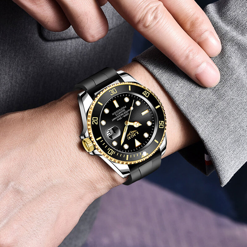LIGE-reloj analógico de acero inoxidable para hombre, accesorio de pulsera de cuarzo resistente al agua con fecha de 24 horas, complemento Masculino de marca de lujo perfecto para negocios