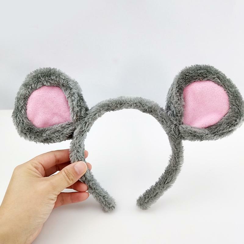 Cartoon Tier Stirnbänder Pelzigen Ohren Haar Hoop Plüsch Maus Ohren Haarband für Waschen Gesicht Cosplay Kopfstück