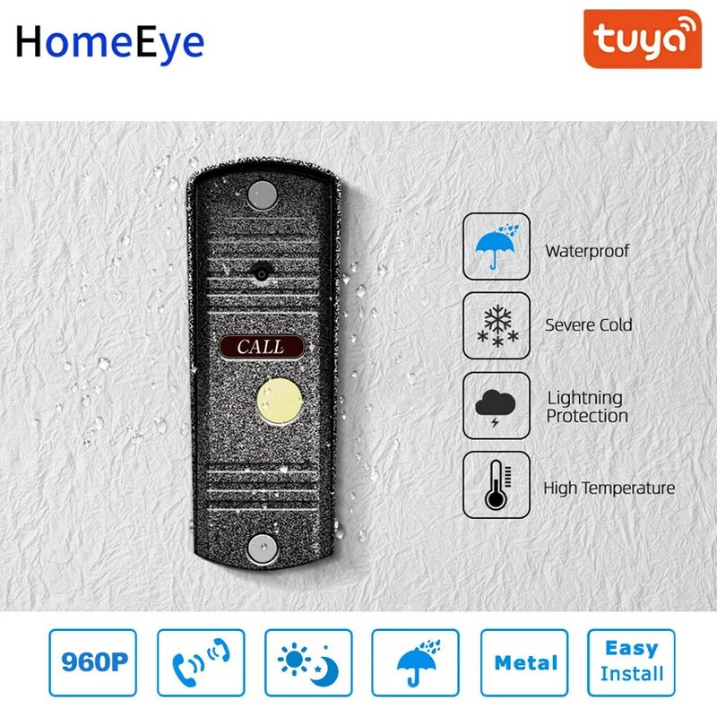 HomeEye WiFi IP Video ประตูโทรศัพท์วิดีโอ Intercom ระบบ960P Tuya Smart Life App ระยะไกลปลดล็อกการตรวจจับการเคลื่อนไหว Access ควบคุม