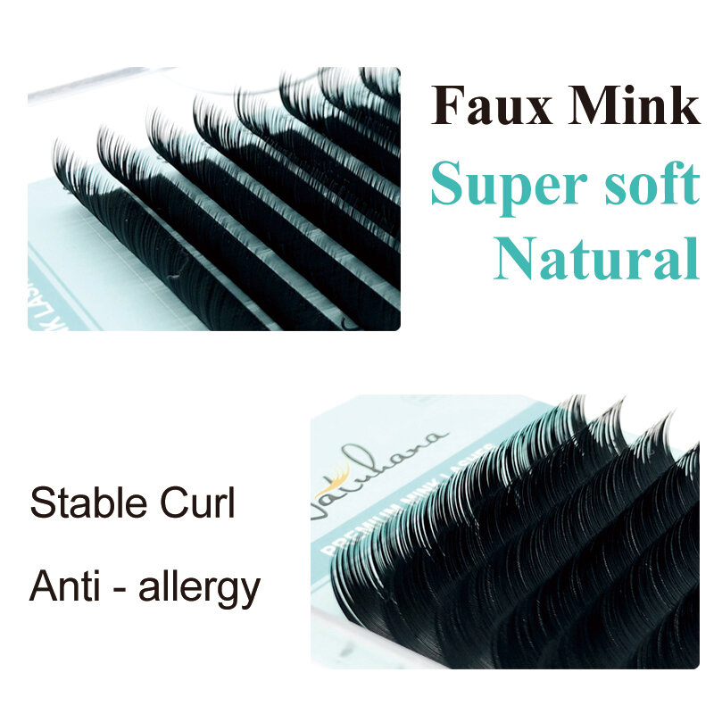 NATUHANA Wholesale 5Cases/Lot Artificial Mink Eyelash Extension Set B C D  Curl Silk Eye Lashes Individual False Mink Eye Lashes