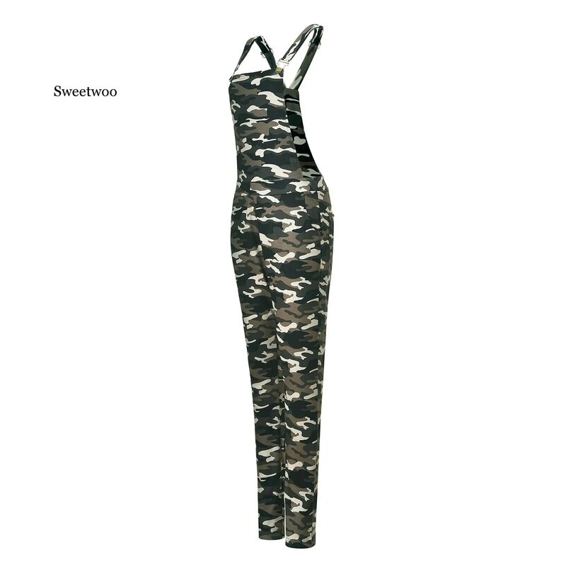 New Women Camo Printed Clubwear Playsuit Bodysuit Party Jumpsuit Romper Camouflage Strap Long Trousers Overalls