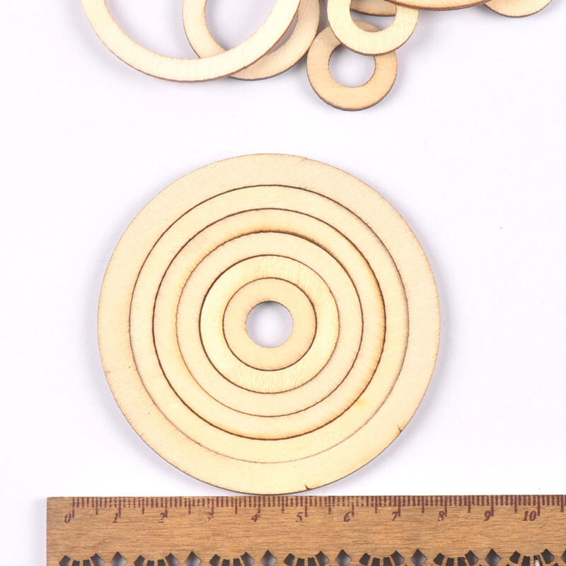 Circle/ring Wood Beads Crafts For DIY Scrapbook Natural Wooden Ornaments Home Decor Handicraft Embellishment
