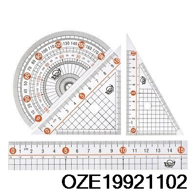 مجموعة أدوات القياس مع المنقلة ، مسطرة مثلثة ، 15 سنتيمتر ، 4 في 1 ، 30/60 45