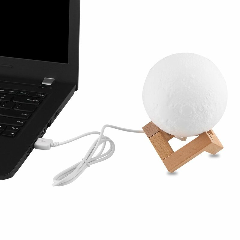 Độc Đáo Sạc 3D In Hình Mặt Trăng Đèn Cảm Ứng Điều Khiển Độ Sáng Sạc USB Đèn LED Đèn Ngủ Trang Trí Nhà Cửa