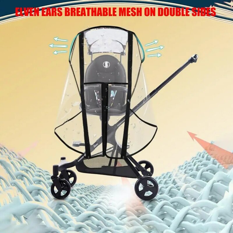 Cubierta de lluvia Universal para cochecito de bebé, protector Meteorológico de EVA, impermeable y a prueba de viento, para asiento de coche