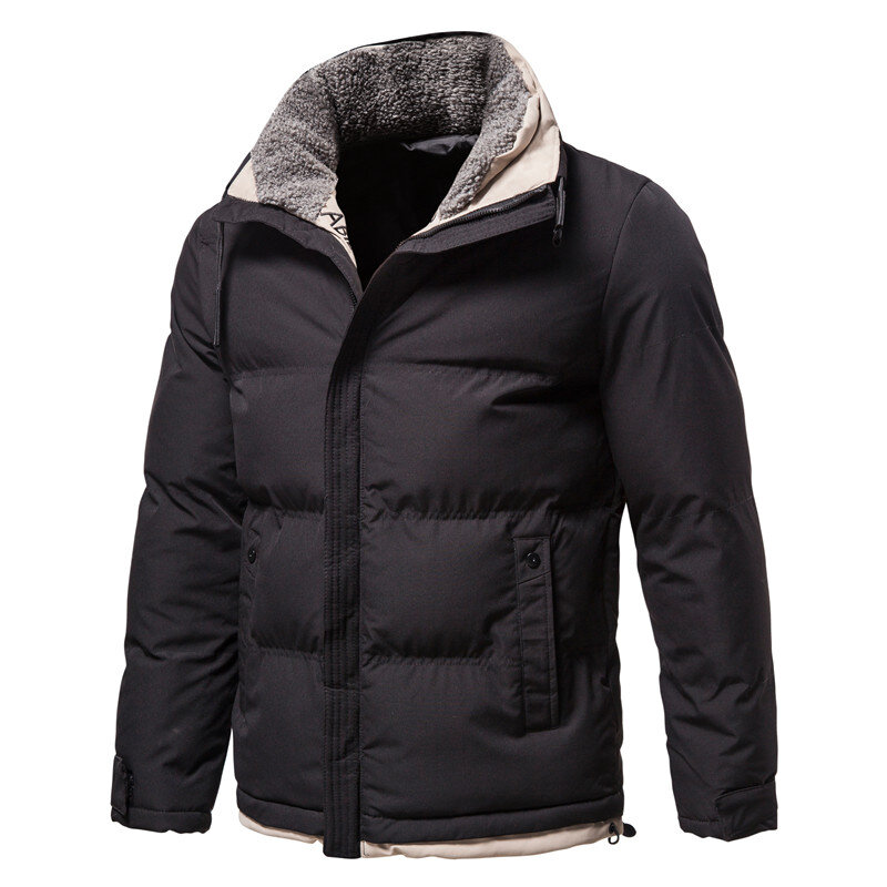 ใหม่ Plush ฤดูหนาวเสื้อแจ็คเก็ตสำหรับผู้ชายและเสื้อคอตั้ง Mens Casual Slim Thicken Warm Parka เสื้อกันหนาวผู้ชาย