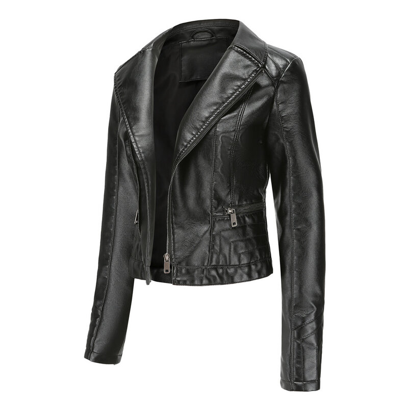 Idopy feminino falso lether jaqueta outono inverno plutônio 6 cores da motocicleta manga longa biker casaco com zíper outerwear