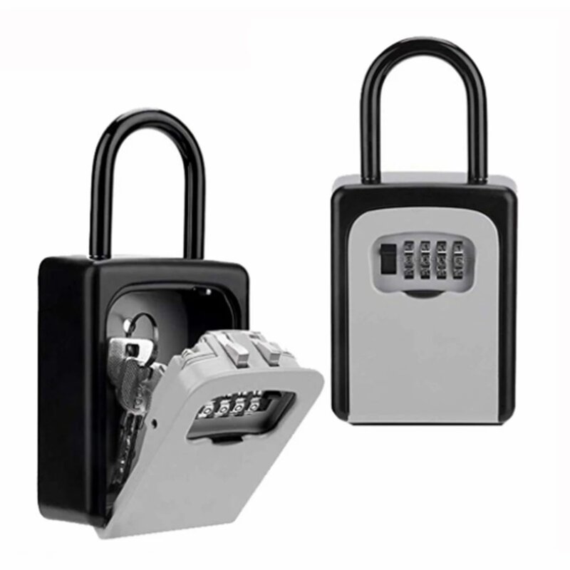 屋外防水耐久性のあるウォールマウントキー収納ロックボックス4桁キーコンビネーションキー安全リセット可能なコードキーホルダー