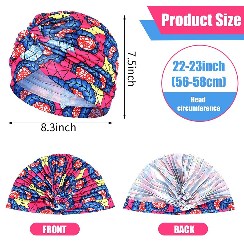 2022 New Print African Headtie Turban Cap Soft Stretch Twisted Pleated Beanie Head Wrap for Women Chemo Bonnet