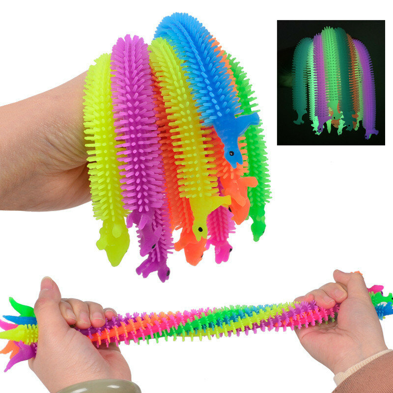 Jouets de décompression de dinosaure lumineux, corde de Tension extensible, en plastique, jouet pour enfants, hommes et femmes, 3 pièces