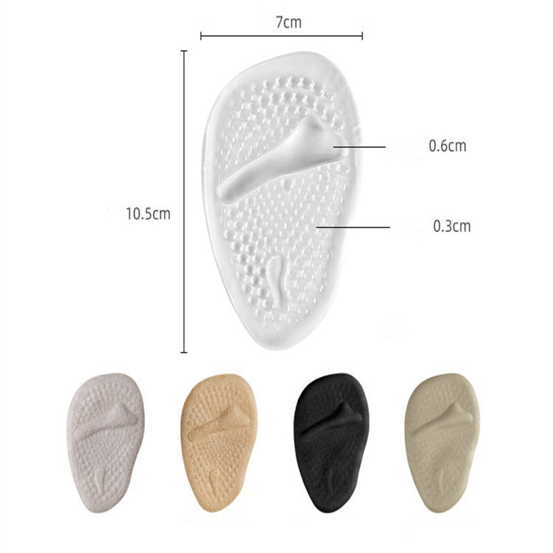 1pair Anti-slip Forefoot Pad And High Heel Insole Half Yard Pad Thickened Gel Foot Pad Anti-pain Pad Sweat-absorbent