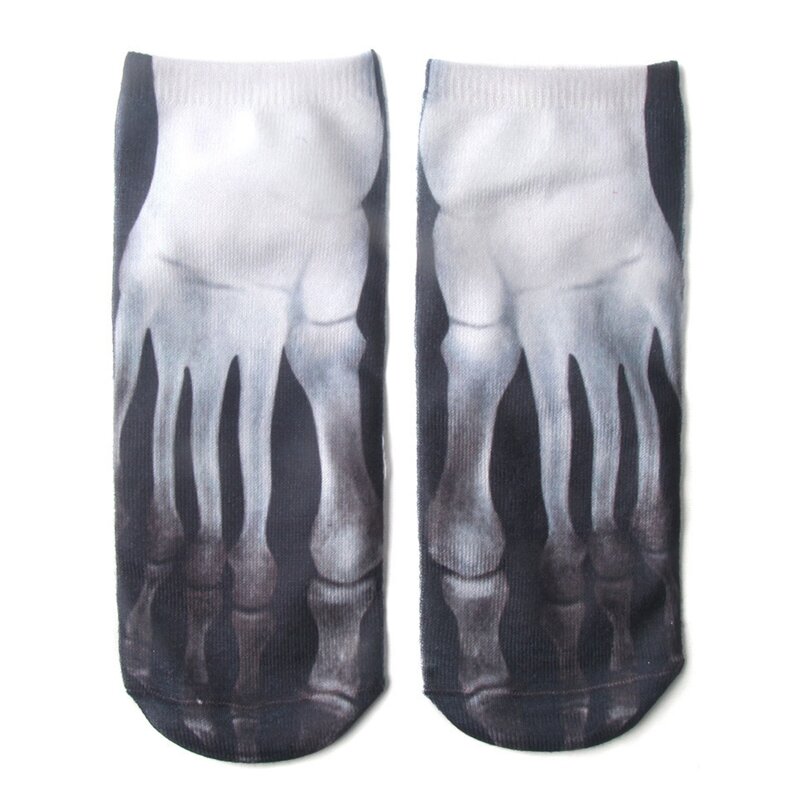 Unisex Personalized Cotton Low Cut Ankle Socks Funny 3D Flip-Flops Shoes Pork Skeleton Pattern Printed Creative Hosiery