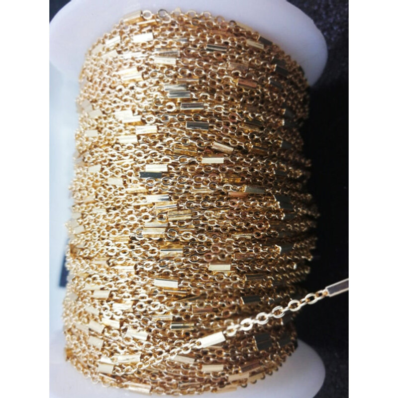 ELANUOYY  2 Meter Fabulous Gold Brass Bar Chain-Soldered Links