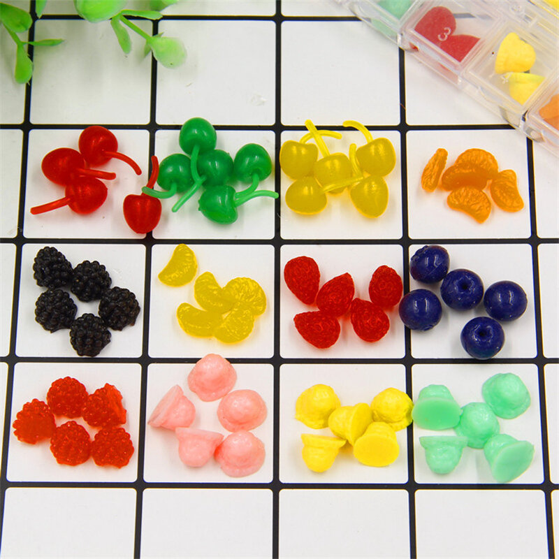 20pcs Cute Miniature Fruit Toys Artificial simulation Cherry For Dollhuose Accessories Kitchen Play Toys