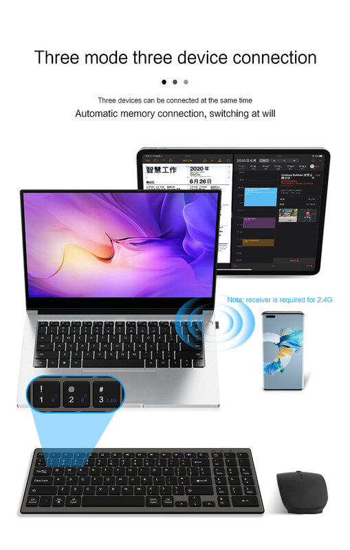 Clavier Bluetooth sans fil pour Microsoft Surface Pro 8, 7, 6, 5, 4, Go Ple2, 3, tablette, ordinateur portable, 2.4G, mini clavier, touche numérique
