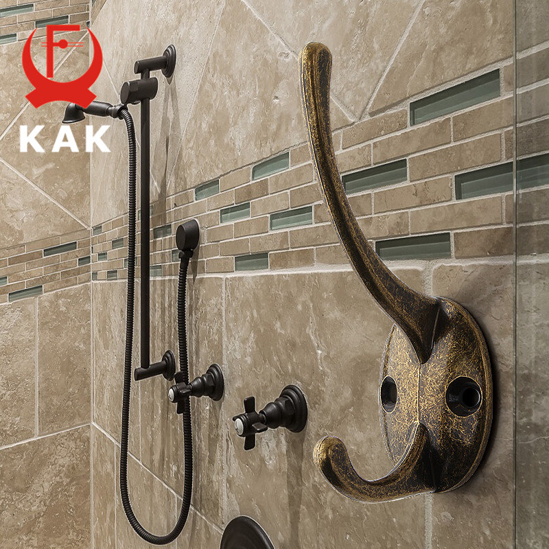 KAK-Ganchos de pared de aleación de zinc para el hogar, objeto sujetador con tornillos, con paño de bronce, estilo vintage y antiguo, ideal para colgar abrigo, sombrero o bolsa en baño o cocina