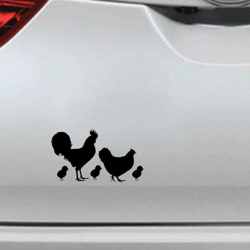 Высококачественные виниловые аксессуары CMCT, наклейка на окно с изображением семьи куриц, водонепроницаемая наклейка для царапин 17 см-10 см