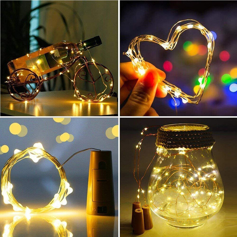 1M 2M LED Rose Flower String Lights Battery Operated Pumpkin/Bee/Copper Wire String Lamps for Christmas Wedding Party Home Decor