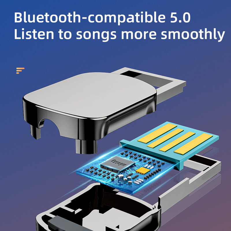 Adattatore Aux Bluetooth Essager Dongle USB a Jack da 3.5mm Car Audio Aux Bluetooth 5.0 Kit vivavoce per ricevitore auto trasmettitore BT