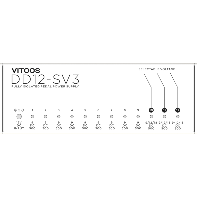 VITOOS DD12-SV3 Pedal Efek Catu Daya Sepenuhnya Terisolasi Penyaring Riak Pengurangan Kebisingan Daya Tinggi Efektor Digital
