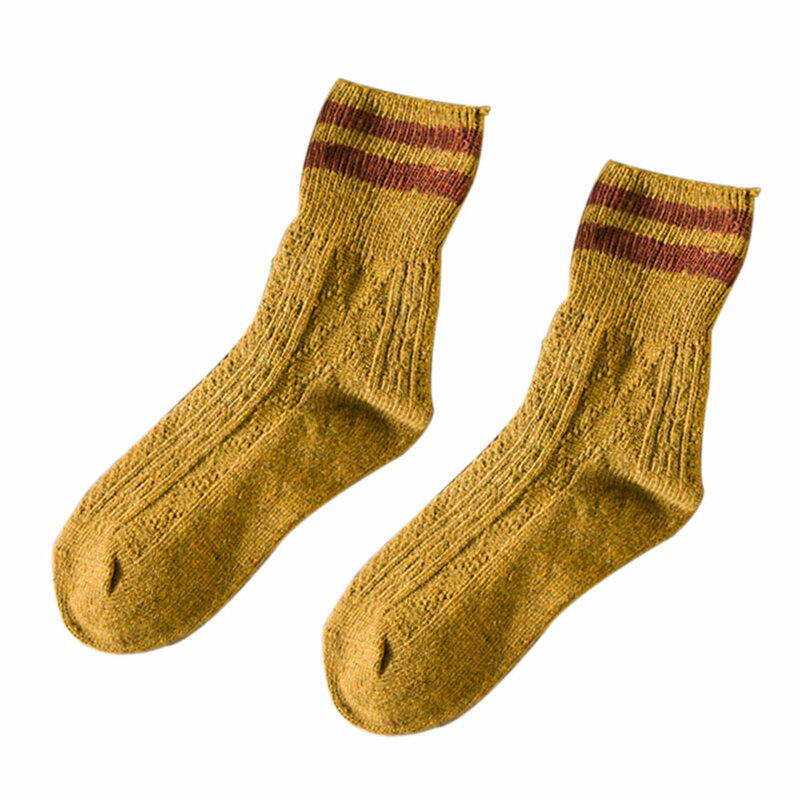 1 par 2 calcetines de rayas medias para mujer mantienen el calor Casual grueso elástico regalo invierno otoño lana suave hogar cómodo