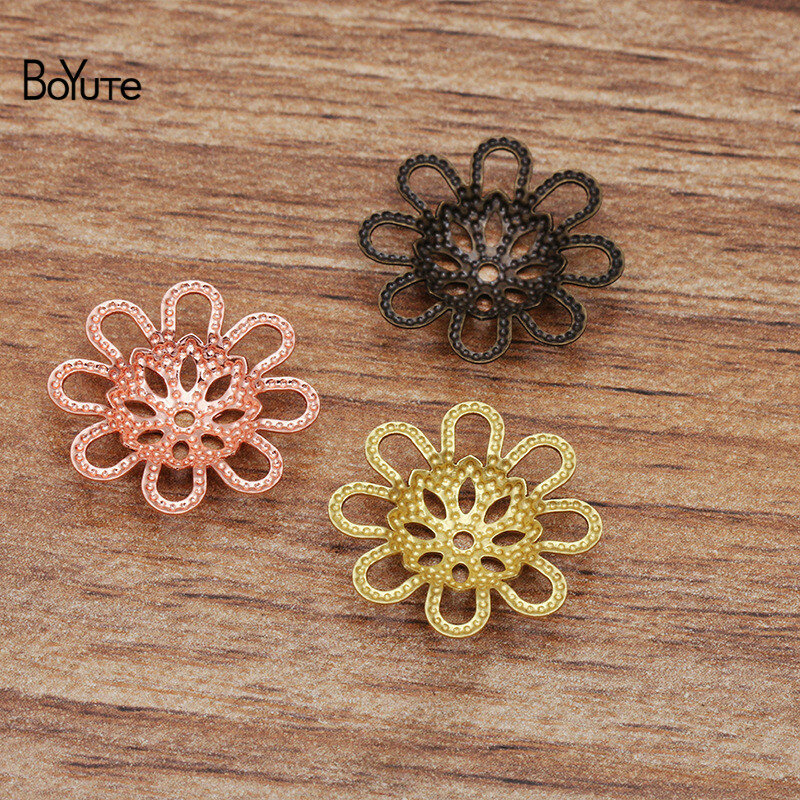 BoYuTe (100 Pieces /Lot) Diy Jewelry Accessories Wholesale 18MM Filigree Brass Flower Bead Caps