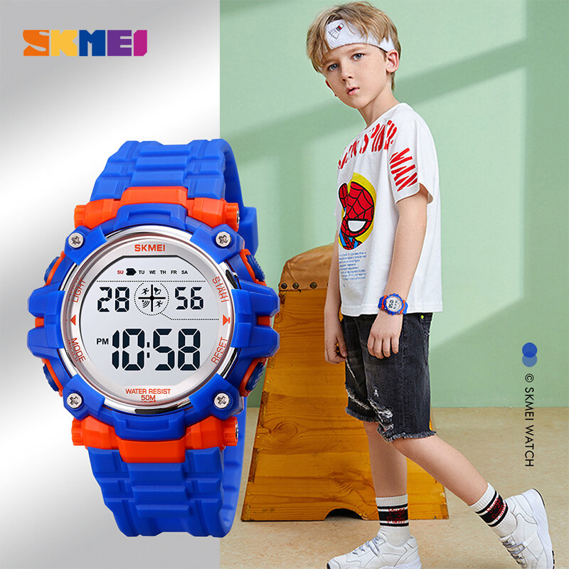 SKMEI นาฬิกาเด็ก Casual เด็กชายหญิงนาฬิกาจับเวลานาฬิกา Led นาฬิกากันน้ำกีฬาอิเล็กทรอนิกส์นาฬิกาข้อมือเด็ก1616