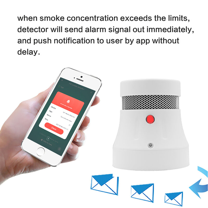 CPVAN Smoke Detector Tuya Smart Life APP control 85dB Warning WIFI Fire Protection Smoke Alarm Sensor for Home Security System
