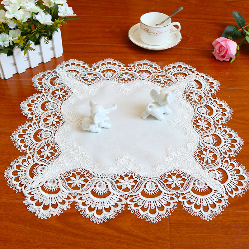 Modern Fashion Brocade Water Soluble Embroidery Simple Placemat Coaster Balcony Coffee Table Mat Bakeware Furniture Decoration