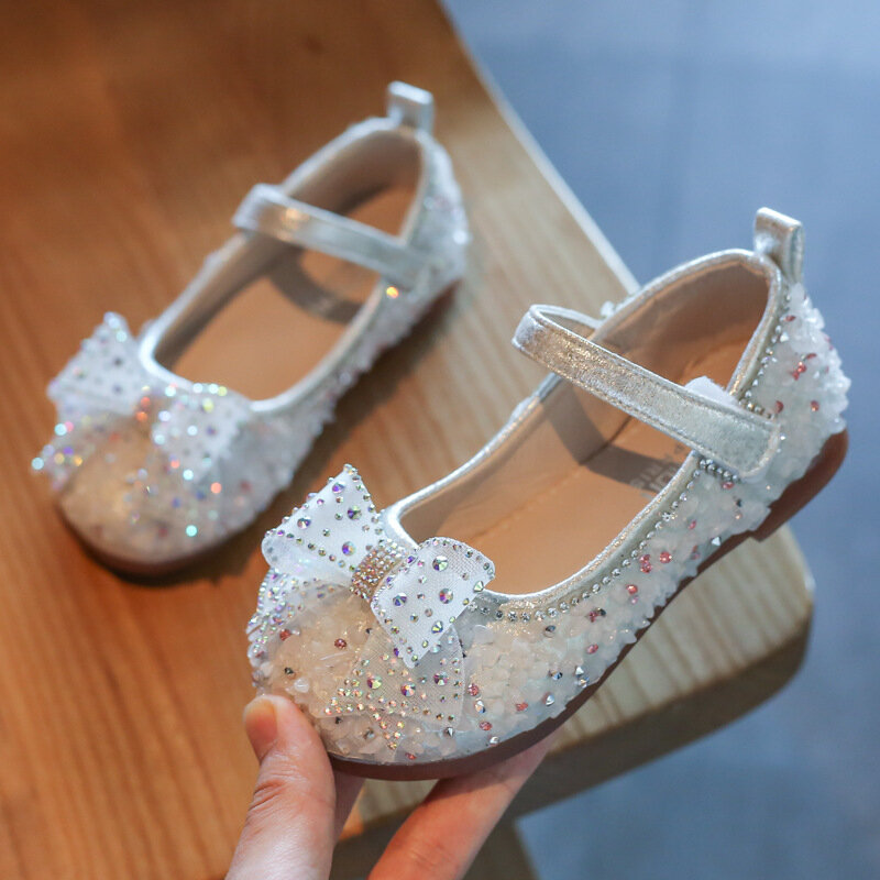 Bayi Perempuan Sepatu Anak-anak Berlian Imitasi Sepatu Putri untuk Pesta Pernikahan Tari Anak Chaussure Fille Lembut Bawah Biru Pink Putih
