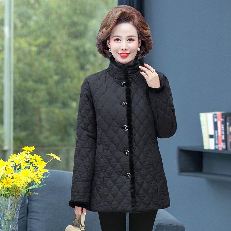 Пуховик UHYTGF Женский на осень и зиму, хлопковое пальто, Корейская женская Свободная верхняя одежда 5XL из кроличьего меха, теплая Паркер, женская верхняя одежда 1310