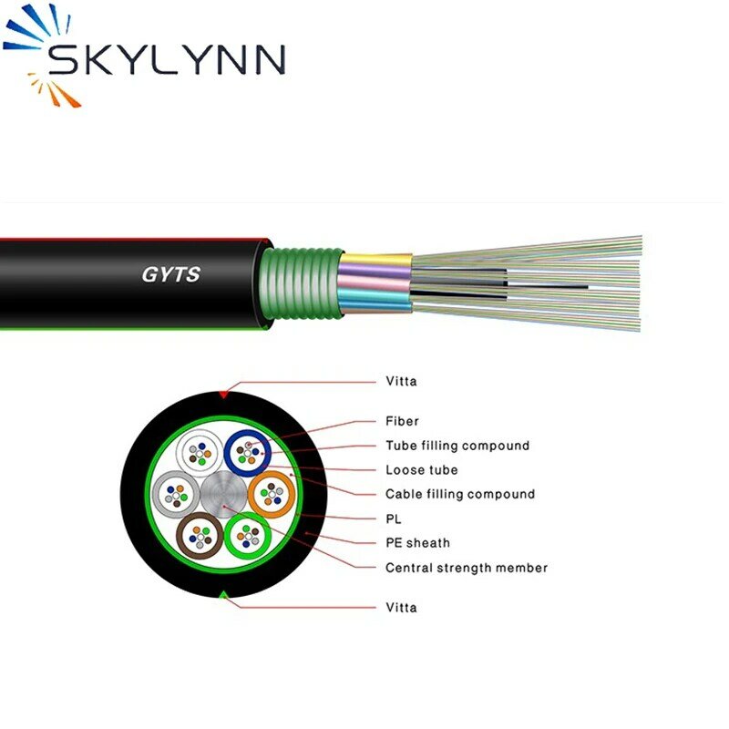 Oem/odm 2-288 núcleo sm gyts blindado encalhado cabo de fibra óptica 2000 metro pelo cilindro para o projeto das telecomunicações