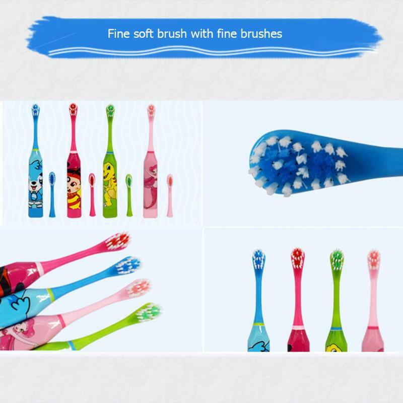 Escova de dentes elétrica dupla face, escova ultrassônica de desenho animado para crianças, à prova d' água, produtos de banheiro