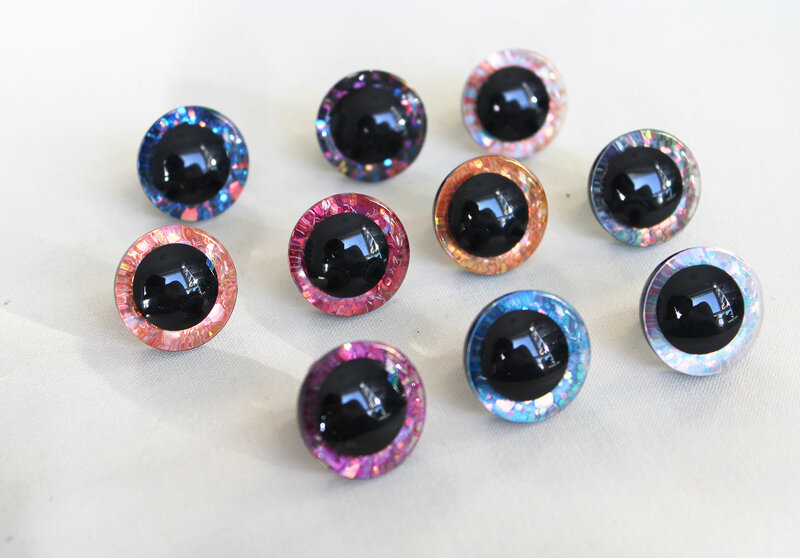 20pcs 9mm to 35mm craft eyes  New fashion super 3D glitter toy safety eyes  doll pupil eyes  with washer--color option-T10
