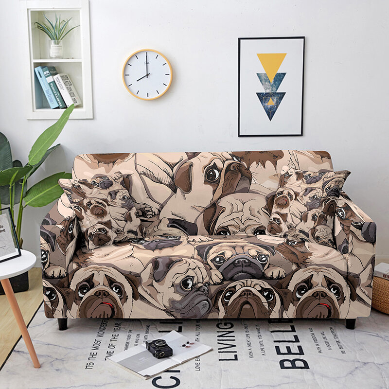 Capa elástica do sofá impresso animal dos desenhos animados, Slipcover para sofá de canto, Protetor do sofá para sala de estar